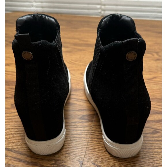 Steve Madden Women's Size‎ 8 Shoes Black White Suede Chelsea Hidden Wedge Boots - Picture 4 of 7